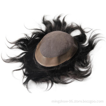 Hot sale men indian hair toupee, grey hair toupee men paypal available